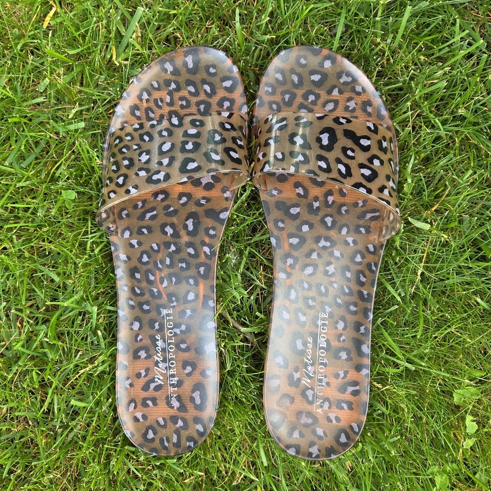 ANTHROPOLOGIE MATISSE Jelly Slide Cheetah Print Sandal Size 10